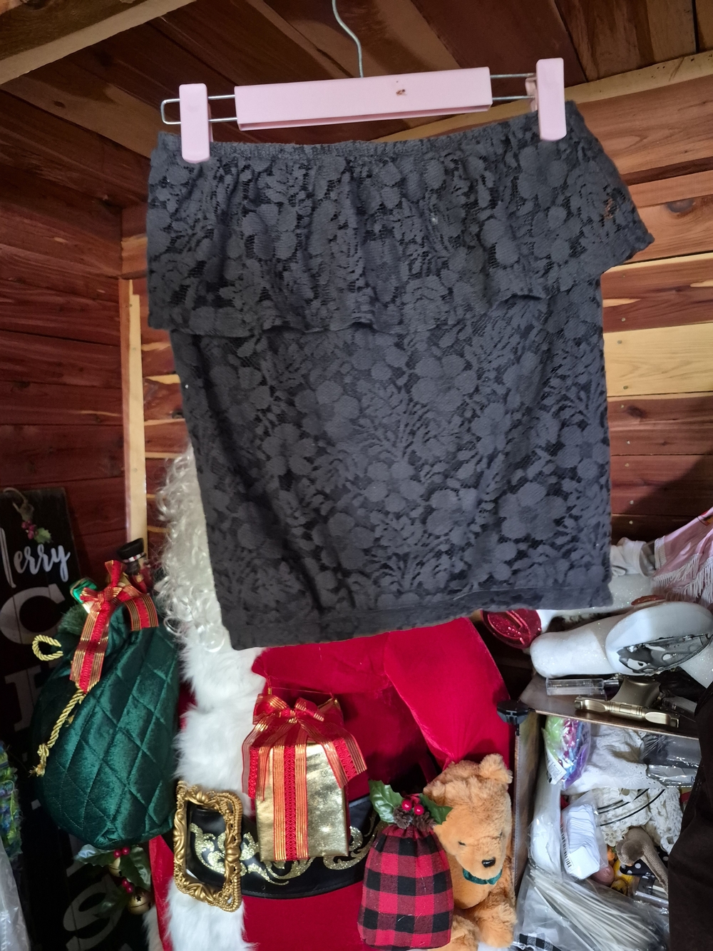 Arie Lace Grey Ruffled Tube Top